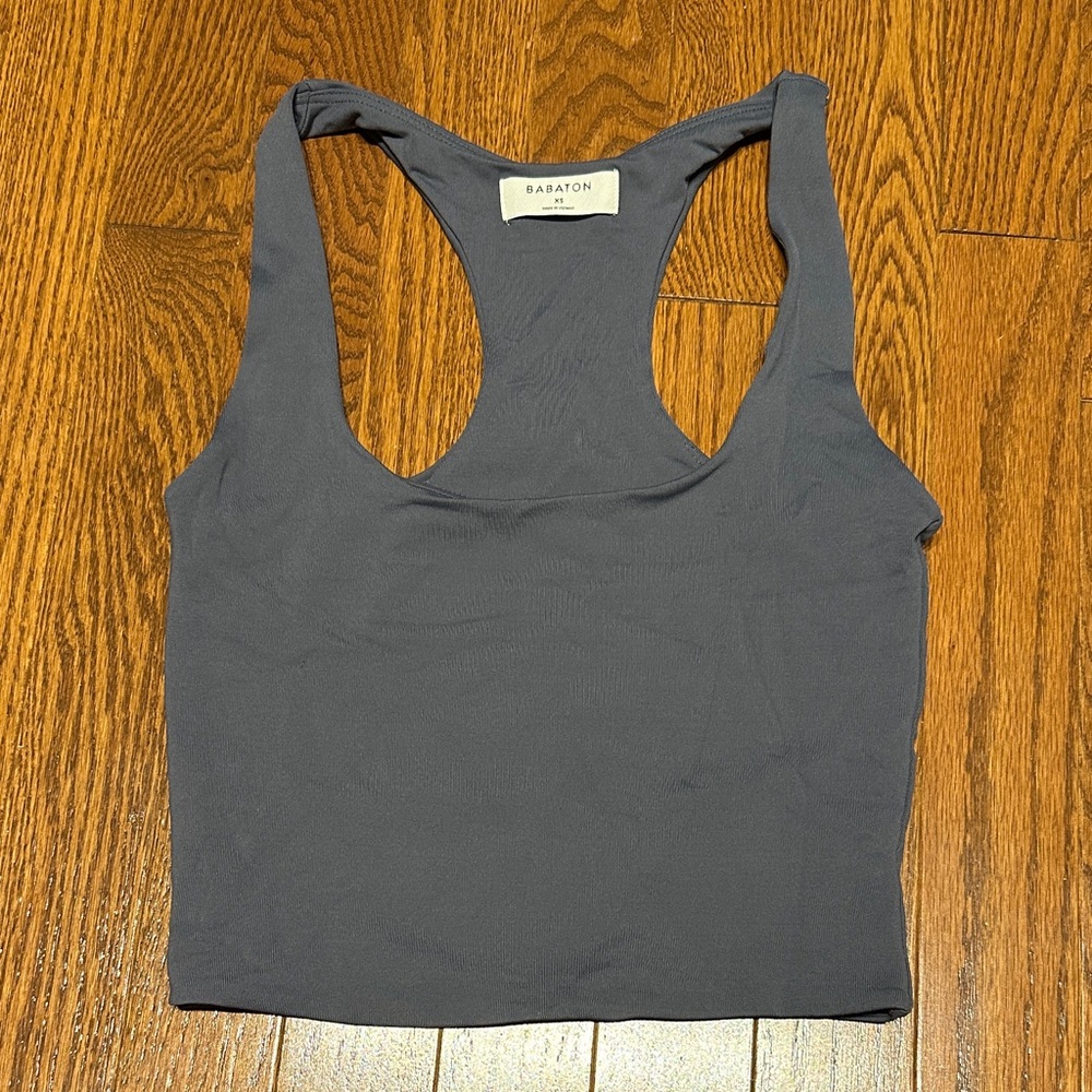 Babaton Contour Charcoal Racerback Cropped Tank